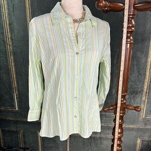 Chico's Green Button Down Shirt with Dress Collar